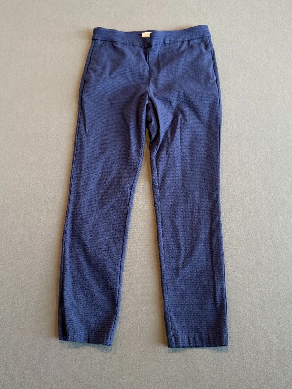 Crown & Ivy Blue Textured Straight Leg Stretch Pants Size 10